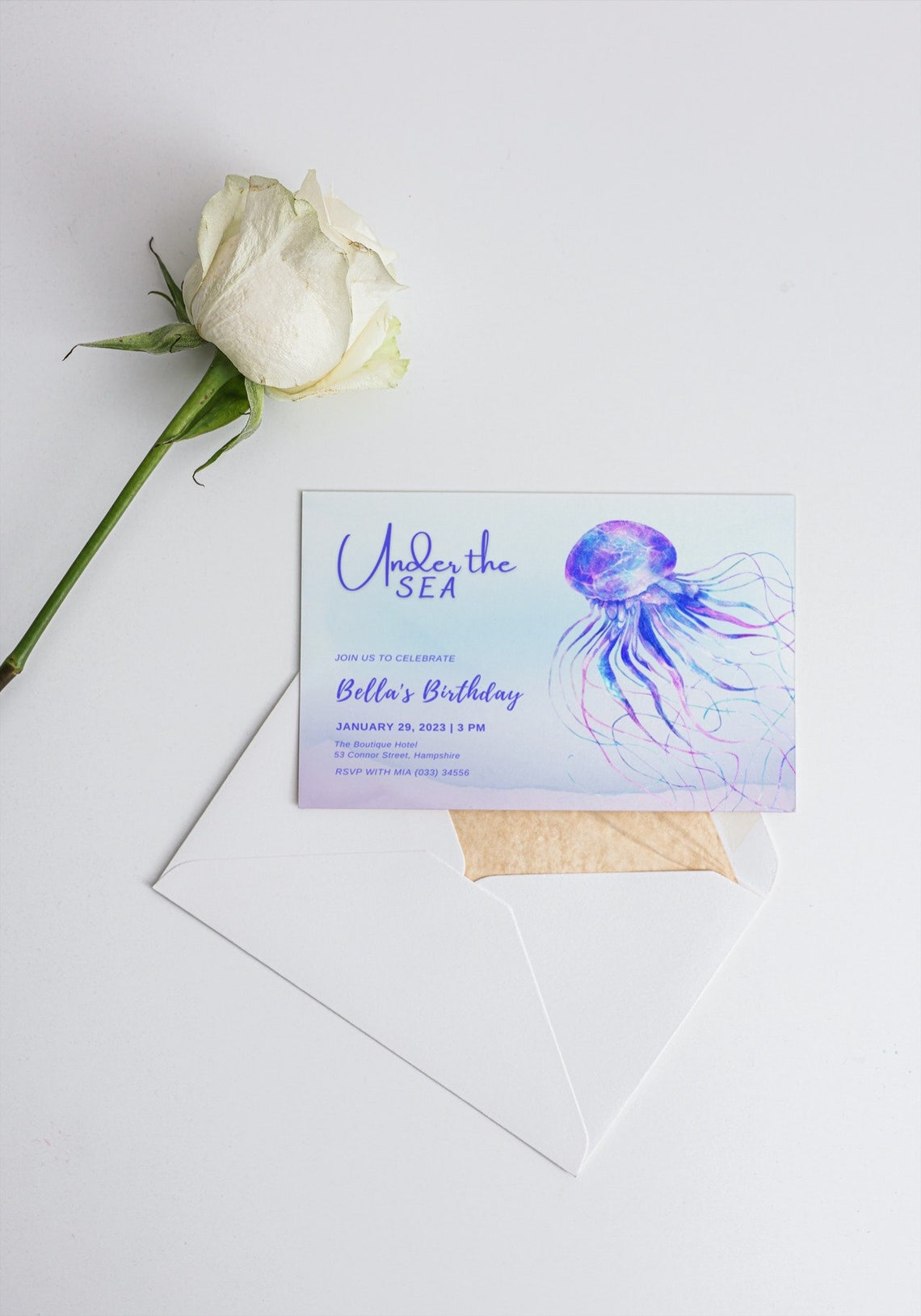 Printable Jellyfish Invitation Ocean Birthday Invite Under - Etsy