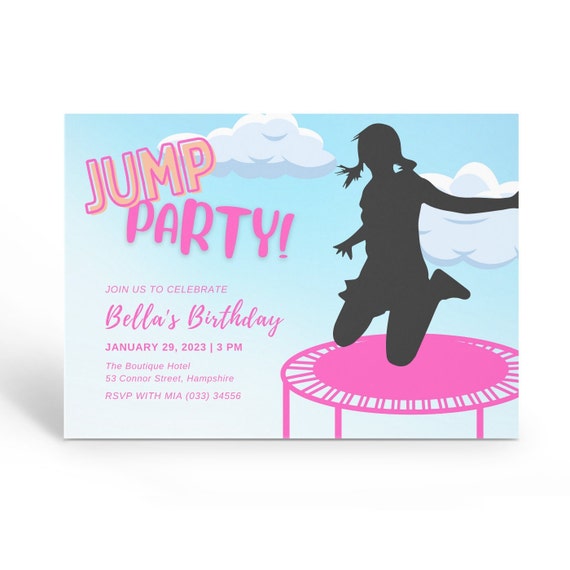 Printable Invitation Trampoline Pink Party Invite Girls - Etsy