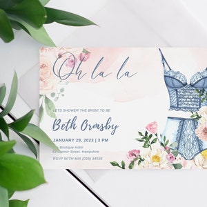 Printable Lingerie Shower Invitation Set, Bachelorette Lingerie Party ...