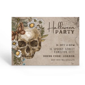 Inviti per Halloween per adulti, invito stampabile per festa di Halloween, inviti vintage per Halloween, invito teschio, modello modificabile stampabile