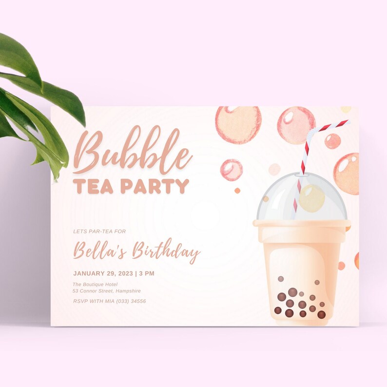 Bubble Tea Party Invitations Printable Boba Birthday Etsy Finland