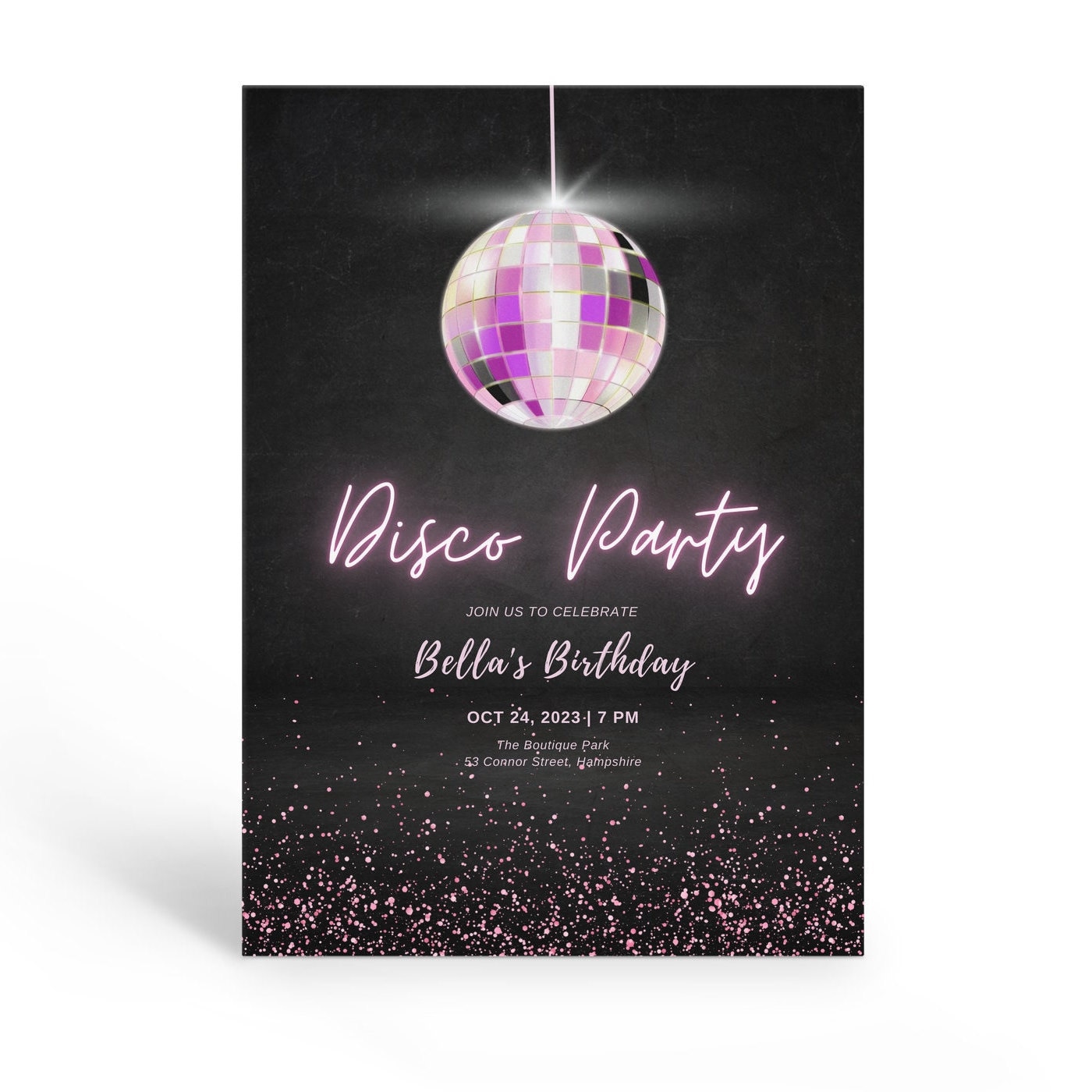 Pink Disco Invitation, Kids Disco Ball Birthday Invite, Printable Disco Party Invite, Kids Disco Party Invitations, Editable Template. - Etsy pink-disco-invitation-kids-disco-ball-birthday-invite-printable-disco-party-invite-kids-disco-party-invitations-editable-template-etsy