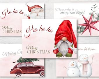 Printable Christmas Card Set of 5, Fun Christmas Cards, Holiday card set, Christmas greeting cards Digital download, Downloadable PDF