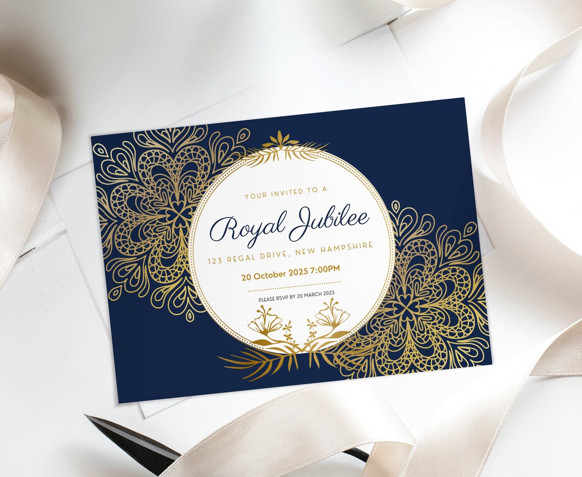 Printable Jubilee Party Invitations, Queens Platinum Jubilee Invite, Royal Jubilee Invitation