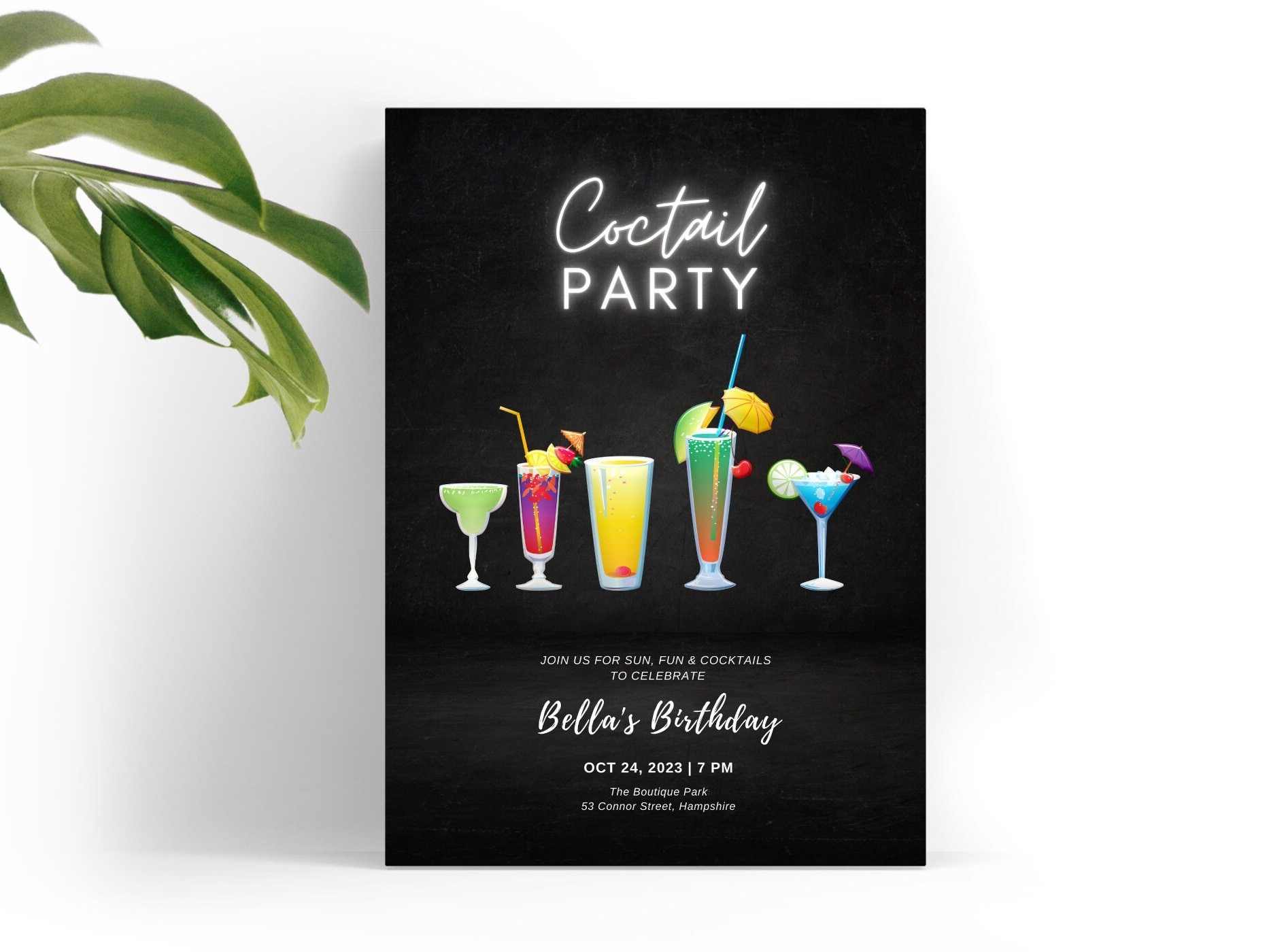 Printable Cocktail Party Invitations, Neon Drinks Party Invitation, Summer Soiree Invite, Happy Hour Birthday Invitation, Editabletemplate - Etsy printable-cocktail-party-invitations-neon-drinks-party-invitation-summer-soiree-invite-happy-hour-birthday-invitation-editabletemplate-etsy