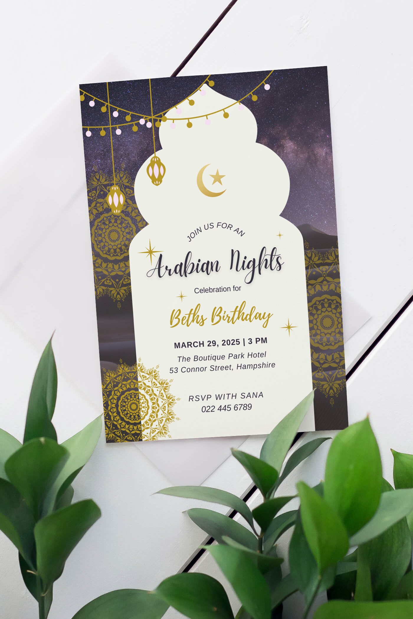 Printable Arabian Nights Invitation, Arabian Nights Birthday Invitation ...