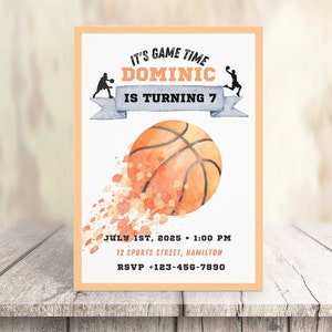 Printable Basketball Invitation, Basketball Birthday Invite, Sports ...