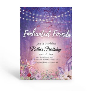 Enchanted Forest Birthday Invitation, Pink Enchanted Garden Invite, Enchanted Forest Invitation, Enchanted Garden Theme,  EditableTemplate