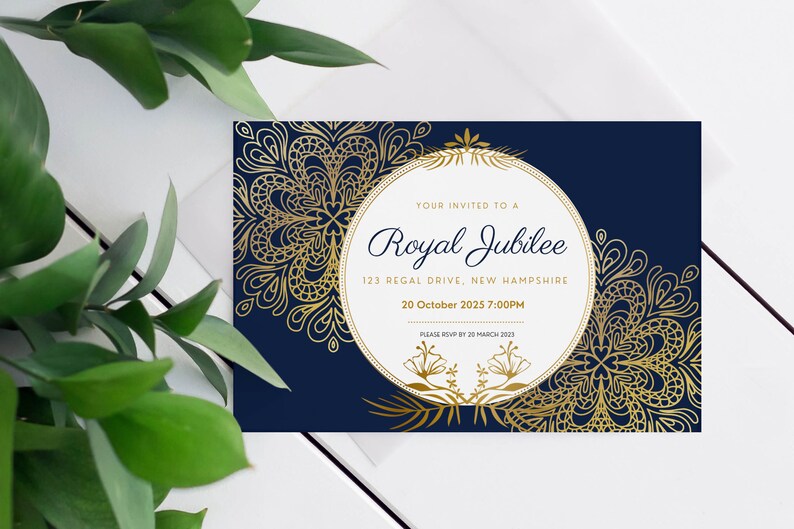 Printable Jubilee Party Invitations, Queens Platinum Jubilee Invite, Royal Jubilee Invitation