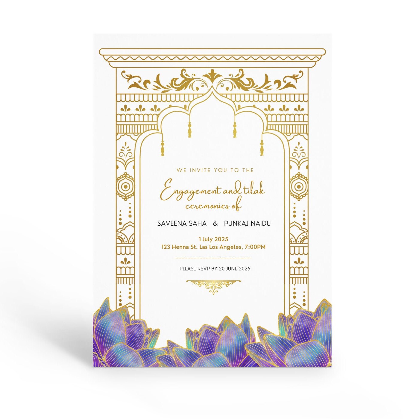 Purple & Gold Indian Wedding Invitation Sets, Hindu Wedding Invitation ...