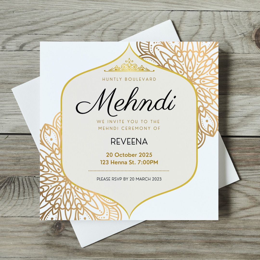 Mehndi Invitations, Printable Henna Party Invite, Indian Event Template