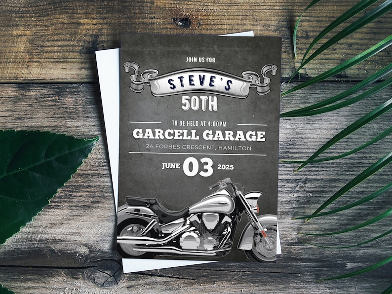 Motorcycle Birthday Invitation, Mens Motorcycle Invites, Motorcycle ...
