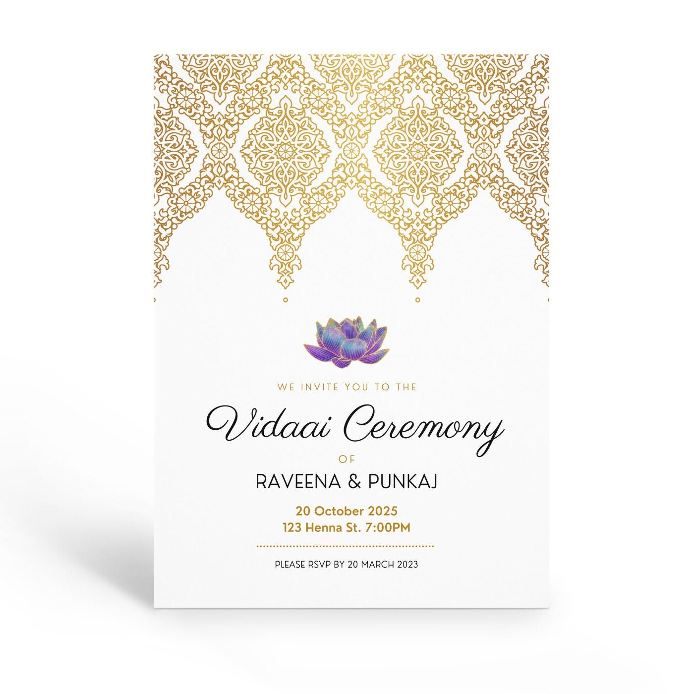 Purple & Gold Indian Wedding Invitation Sets, Hindu Wedding Invitation ...