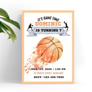 Printable Basketball Invitation, Basketball Birthday Invite, Sports Party Invitation, Basketball Party, Basketball Invite, Editable Template