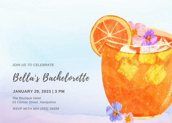 Aperol Spritz Invite Brunch And Bubbly Invitation Orange Etsy 日本