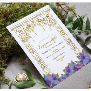 Purple & Gold Indian Wedding Invitation Sets, Hindu Wedding Invitation ...