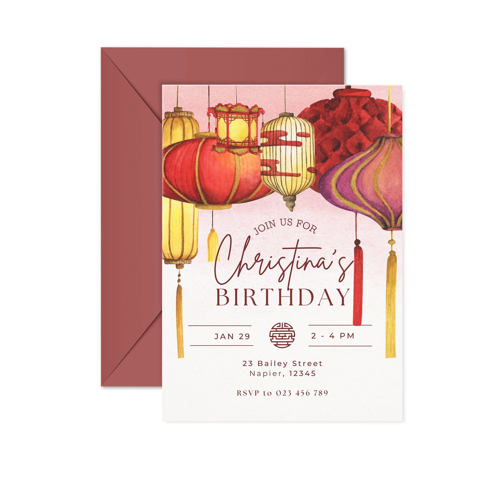 Oriental Party Invitations, Editable Chinese Celebration Invite ...