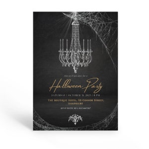 Elegant Halloween Invitations, Printable Halloween Party Invite, Adult Halloween Invitations, Costumes and Cocktails Invite.
