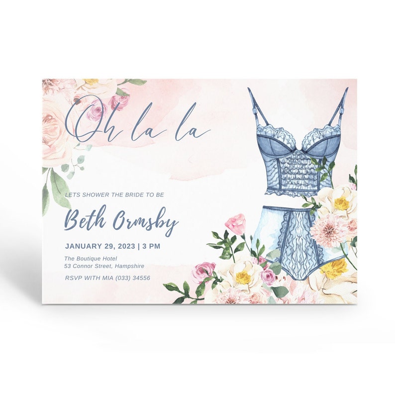 Printable Lingerie Shower Invitation Set Bachelorette - Etsy