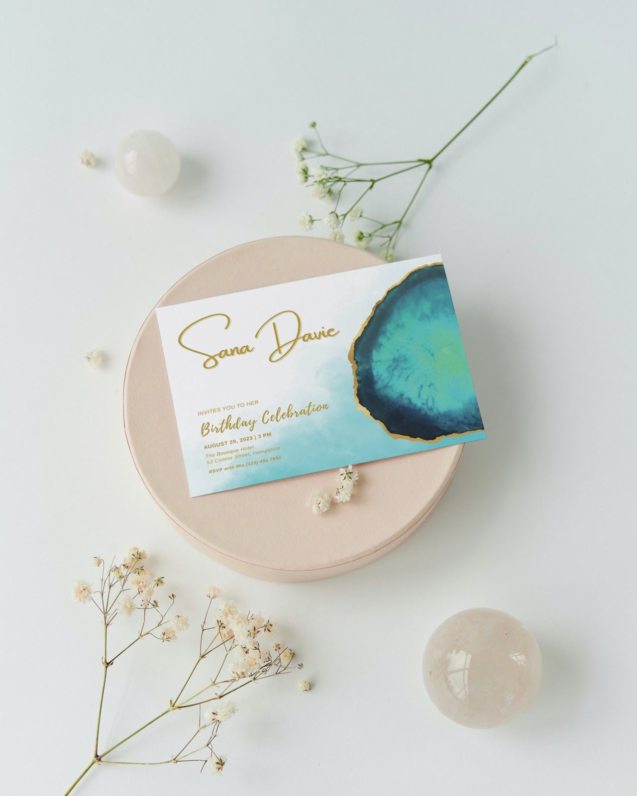 Crystal Invitations, Gem Party Invite, Geode Birthday Invitation