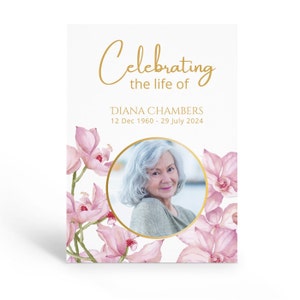 Orchid Funeral Program, Celebration of Life Order of Service, Pink Orchid Celebration Of Life Template, Printable Funeral Program Flowers