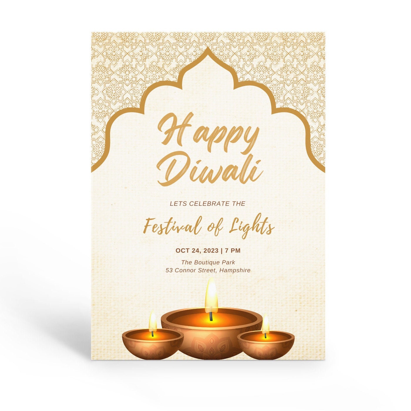 Gold Diwali Invitation, Happy Diwali Celebration Invite, Diwali Dinner Gold Diwali Invitation, Happy Diwali Celebration Invite, Diwali Dinner
