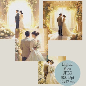 Papéis digitais de casamento 10 arquivos JPEG para uso digital, para impressão, reserva de sucata, convites personalizados, cartões de casamento ou cartões comemorativos