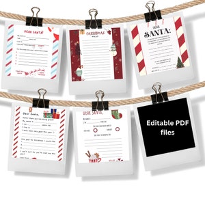 Lista dei desideri di Natale modificabile, facilmente modificabile e stampabile, 5 modelli di file PDF, facile da stampare a casa, formato lettera USA 8,5x11 pollici