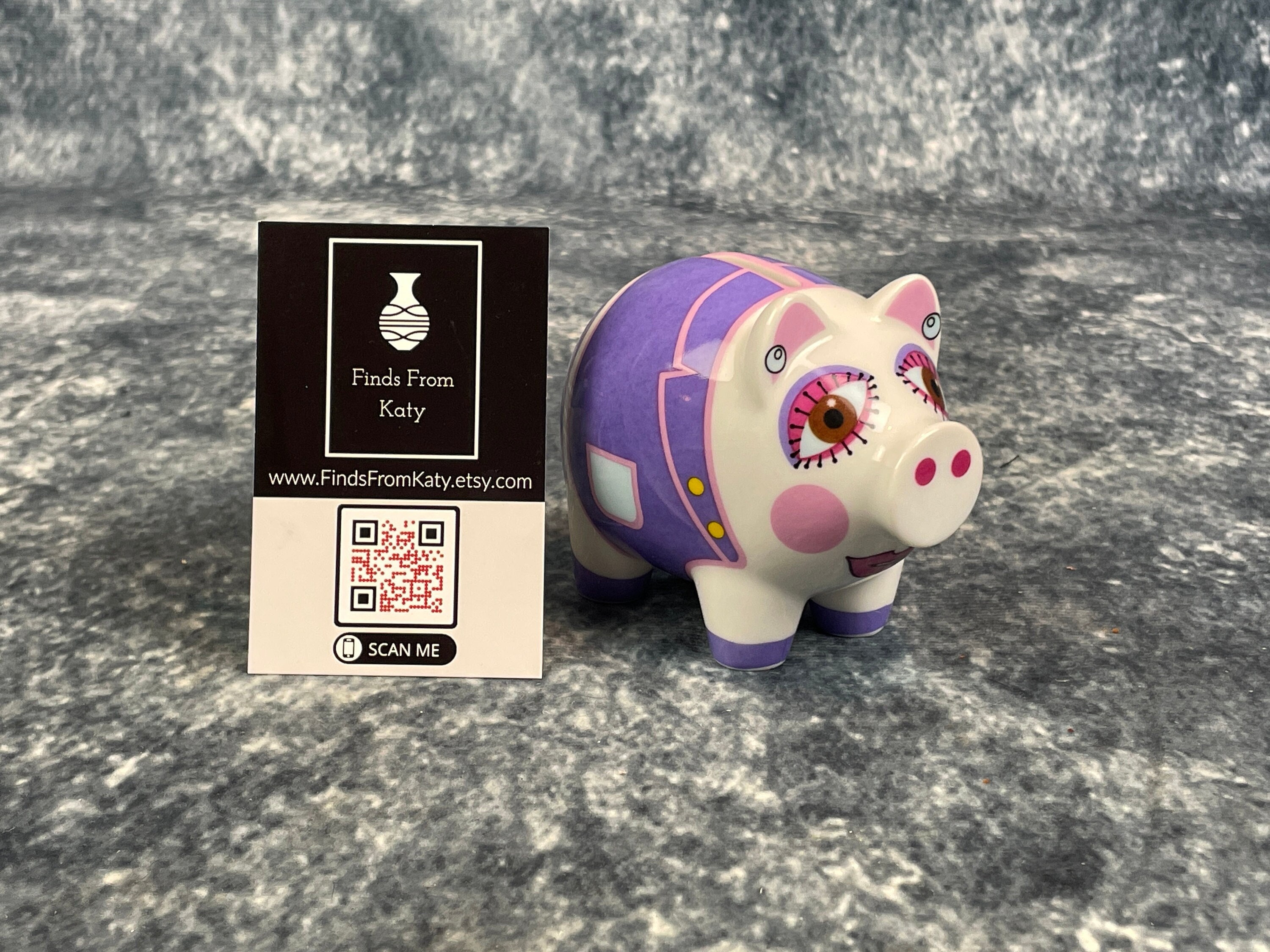 Vintage Ritzenhoff Mini Piggy Bank Design Sieger Michael Sieger Purple Pig With Rosy Cheeks Make Up Etsy UK