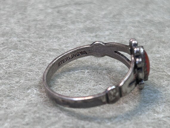 Sterling Silver Southwestern Wheeler Spiny Oyster Ring — Split Shank — UK Size N 1/2–O — Sterling Stamp View 2