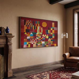 Castle and Sun Abstract Geometric Canvas Print by Paul Klee