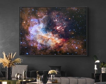 Stampa su tela della Nebulosa Westerlund 2, opera d'arte spaziale del Telescopio Hubble