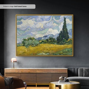 Vincent van Gogh Weizenfeld mit Zypressen Leinwand / Poster Reproduktion, Impressionismus, moderne Kunst Malerei