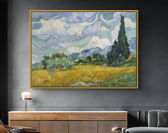 Van Gogh Wheat Field Canvas Print (Impressionism, Framed or Unframed)