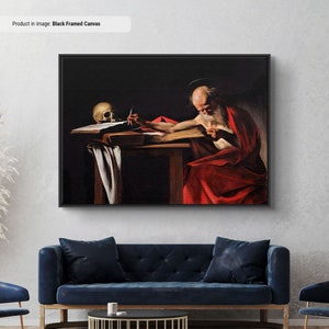 Caravaggio Saint Jerome Writing Canvas/Poster Art Reproduction, Classic Italian Renaissance Wall Art, Baroque Period Painting