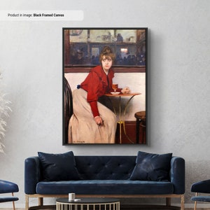 Au Moulin de la Galette by Ramon Casas - Poster or Canvas Wall Art, A Young Woman in Cafe Portrait Print, Modernism Fine Art Reproduction