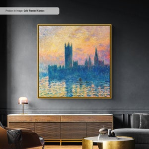Claude Monet Houses of Parliament In Sunset Canvas/Poster Art Reproduction, Monet Classic Canvas Wall Art, Modern Art Impressionism Painting