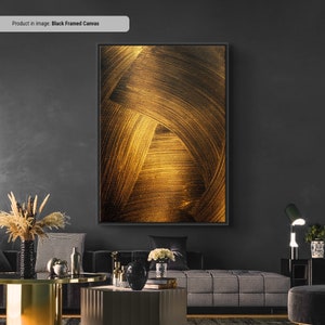 Large Abstract Gold Brush Strokes Canvas/Poster Art Reproduction, Huge Texture Abstract Canvas Wall Art, Modern Art Expressionism Painting