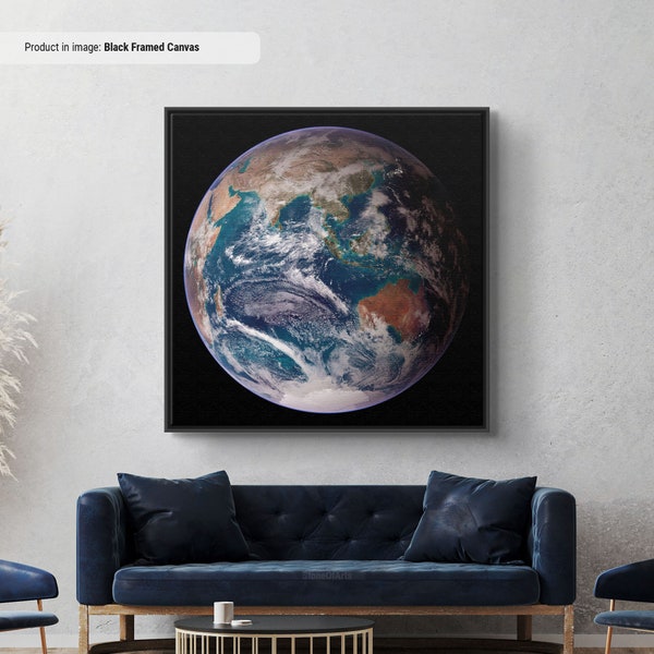 Blue Marble NASA Earth Canvas/Poster Art, The View Of Earth Eastern Hemisphere From Space Photography Print, Earth Large Canvas Wall Art