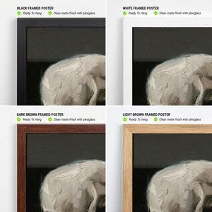 May include: Four framed posters of a painting of a white pig. The frames are black, white, dark brown, and light brown. The posters are ready to hang and have a clean matte finish with plexiglass.