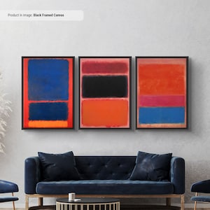 Mark Rothko 3 piece Red and Blue Set Canvas/Poster Art Reproduction, Rothko Reproduction, Abstract Canvas Wall Art, Modern Minimal Art