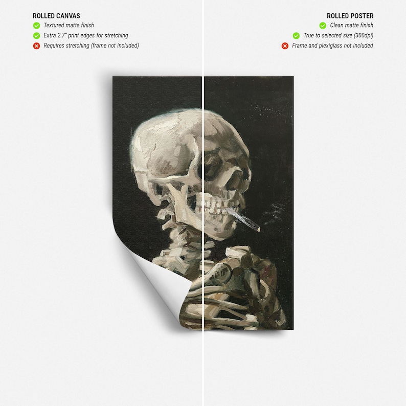 Skeleton Wall Art Print: Van Gogh Inspired (Canvas or Poster) image 8