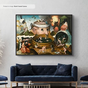 Hieronymus Bosch Tondals Vision Canvas/Poster Art Reproduction, Classic Surreal Wall Art, Renaissance Gothic Art Painting