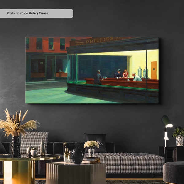 Edward Hopper Nighthawks Canvas/Poster Art Reproduction, Abstract Wall Art Print, Modern Art Painting, Realism, Modernism, American Art