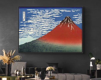 Japanese Wall Art: Hokusai Fuji Mountains - Ukiyoe Canvas Print
