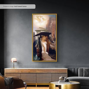 Reproducción de lienzo/póster de Perseo y Andrómeda de Frederic Lord Leighton, arte mural del clasicismo, pintura famosa de mitología