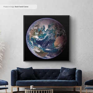 Blue Marble NASA Earth Canvas/Poster Art, The View Of Earth Western Hemisphere From Space Photography Print, Earth Large Canvas Wall Art