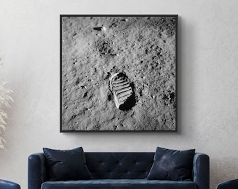 Apollo 11 Bootprint NASA Art, Moon Landing Canvas/Poster