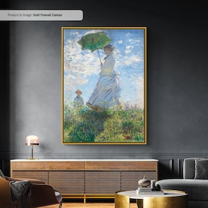 Claude Monet Woman with a Parasol Canvas/Poster Art Reproduction, Monet Classic Canvas Wall Art, Modern Art Impressionism Painting