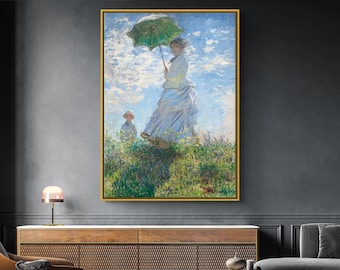 クロード・モネ「日傘をさす女性」右向き、1886年、印象派、高品質